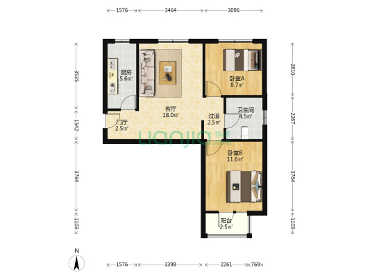 和馨园 2室1厅1卫 83平方