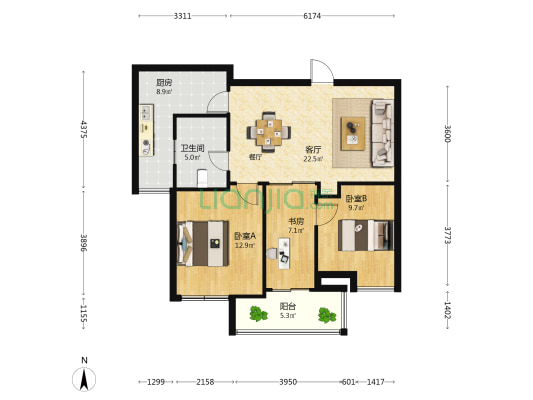 碧水云天 3室1厅1卫 89平方
