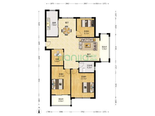 友谊嘉御龙庭 4室1厅1卫 143平方