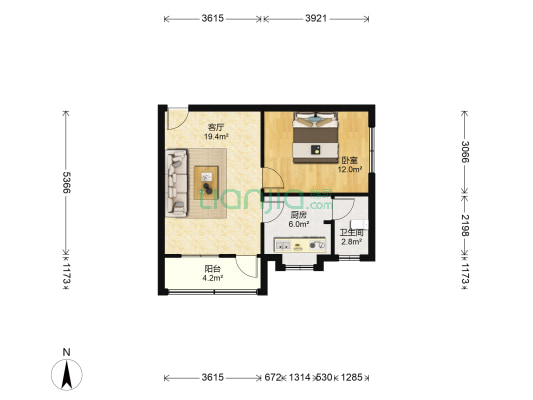 龙船坪小区 1室1厅1卫 56平方