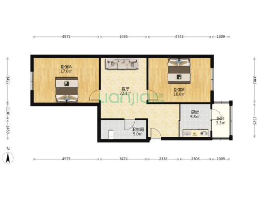 香安名苑 2室1厅1卫 91平方