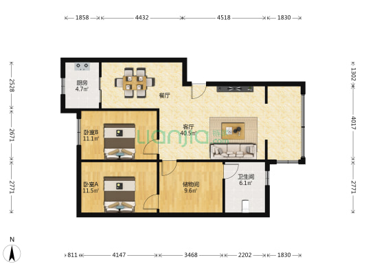 七里瑞苑 2室1厅1卫 104平方
