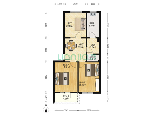 成勘院 2室2厅1卫 69平方