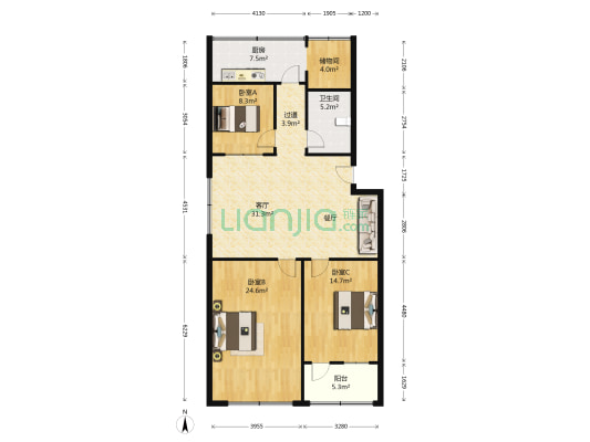 同盛路 3室1厅1卫 113平方