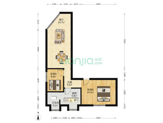 龙丰科肚五号小区 2室1厅1卫 66平方