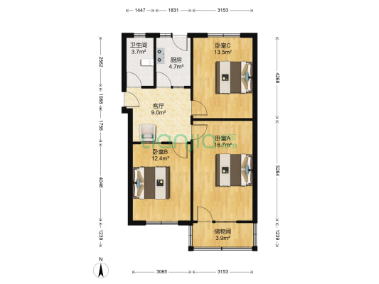 安居巷小区 3室1厅1卫 94平方