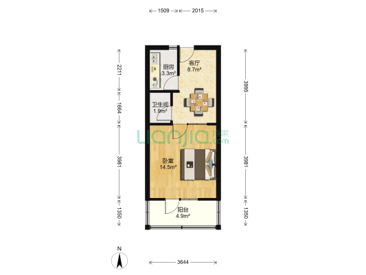 普兴里 1室1厅1卫 40平方