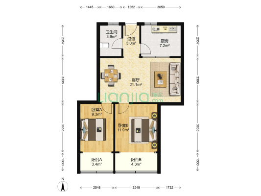 水佑岗 2室1厅1卫 74平方