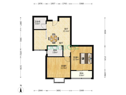 双湖新城四区 2室1厅1卫 76平方