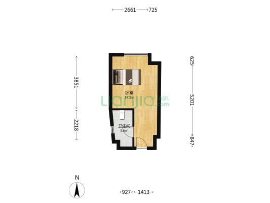 朗诗萃樾 1室0厅1卫 36平方