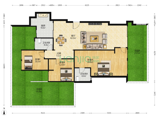 江城一品一期 3室1厅2卫 127平方