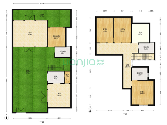 汉街锦院 5室2厅3卫 184平方