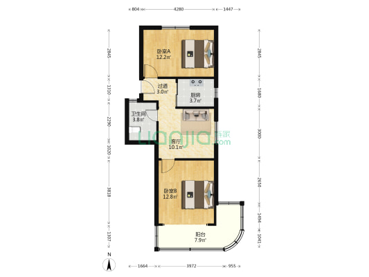 崇业小区 2室1厅1卫 65平方