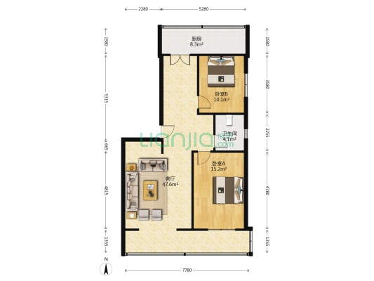 电子所小区 2室1厅1卫 109平方