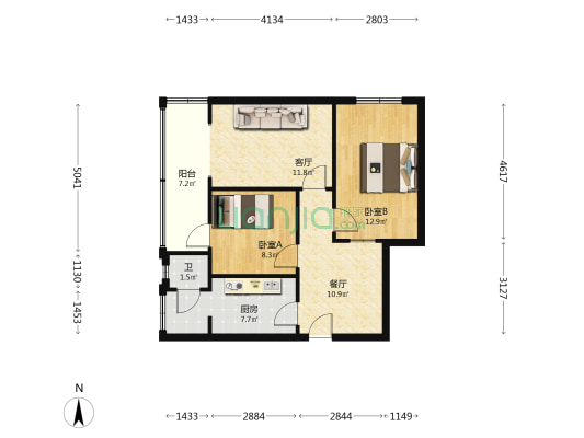 富水北路引线巷 2室2厅1卫 70平方
