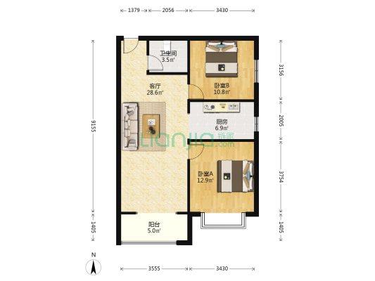 拎包入住、通勤必备、出行方便、采光视野好-户型图