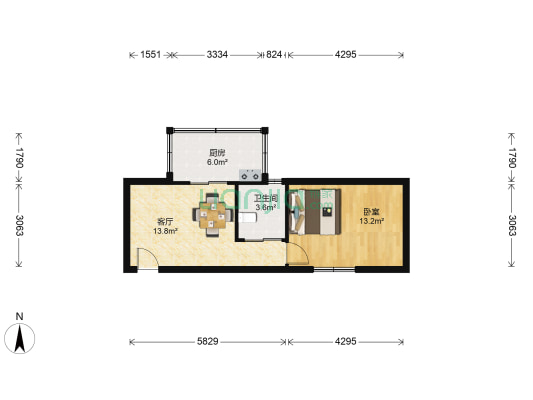 十九中家属楼 1室1厅1卫 47平方