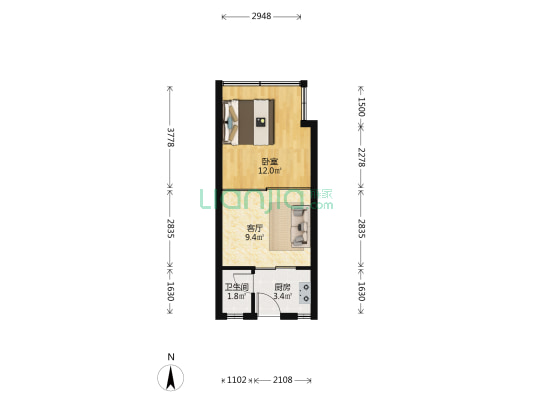 荔馨村南山区 1室1厅1卫 34平方