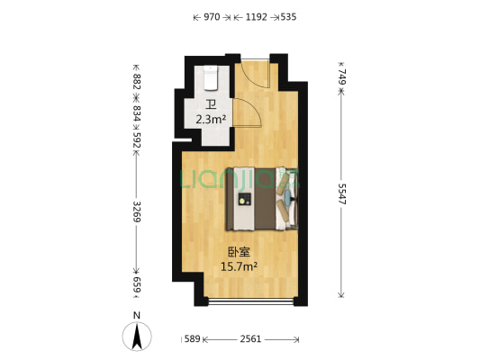 合景天峻 1室0厅1卫 27平方