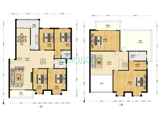 安厦世纪城听涛湾 6室2厅3卫 254平方