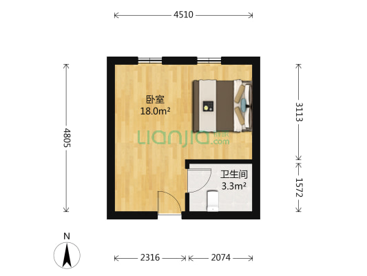 中海寰宇天下A区 1室0厅1卫 41平方