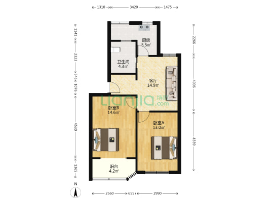 轻工六里小区 2室1厅1卫 71平方