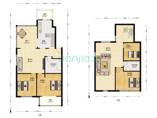 康居园 4室3厅2卫 151平方