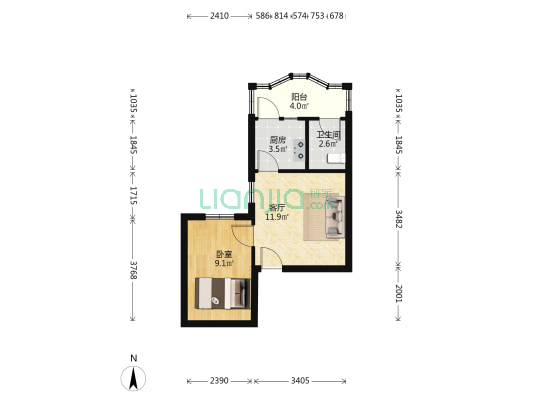 金路花园 1室1厅1卫 37平方