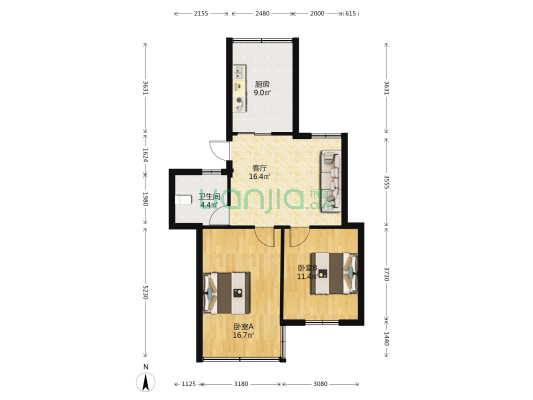 星宜小区 2室1厅1卫 72平方