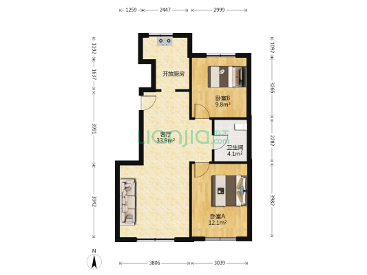 领秀蓝珀湖三期 2室1厅1卫 89平方