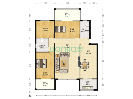 国税局宿舍(龙泉驿) 2室2厅2卫 141平方