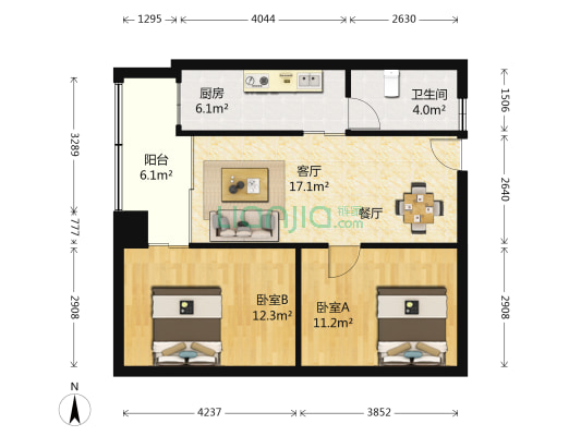 越兴苑 2室1厅1卫 77平方