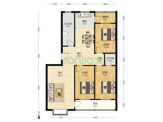 西埠尚品世家 3室2厅2卫 131平方