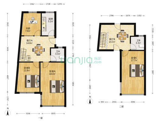 新灵峰公寓南区 4室2厅2卫 115平方