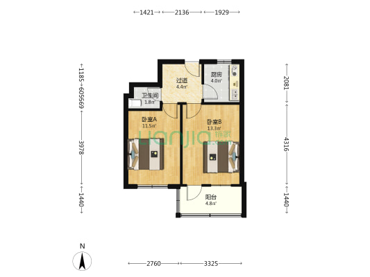 水利局3号院 2室0厅1卫 45平方
