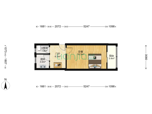 凤翔里 1室0厅1卫 23平方