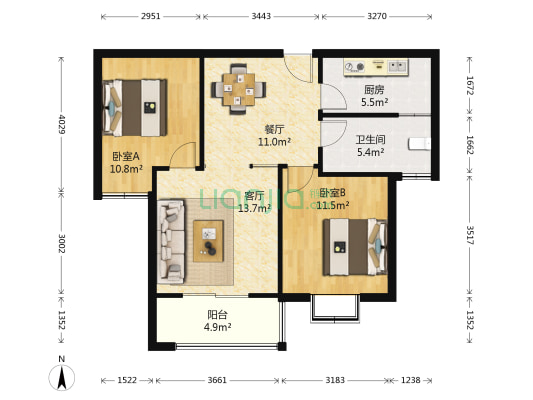 锦绣龙潭 2室2厅1卫 83平方
