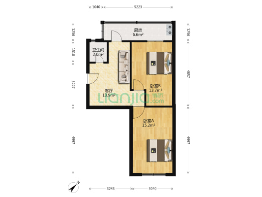 大桥道 2室1厅1卫 64平方