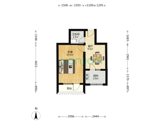 北京液压件厂家属区 1室1厅1卫 44平方