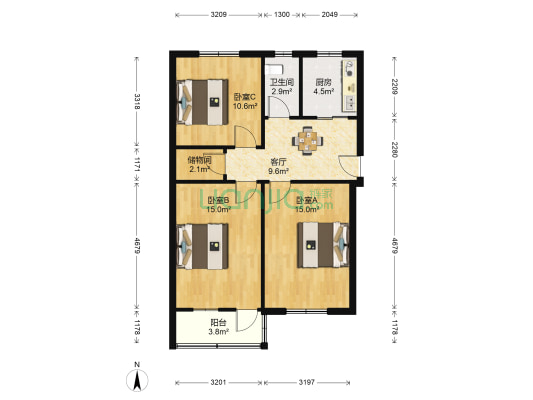 芜湖路49号 3室1厅1卫 77平方