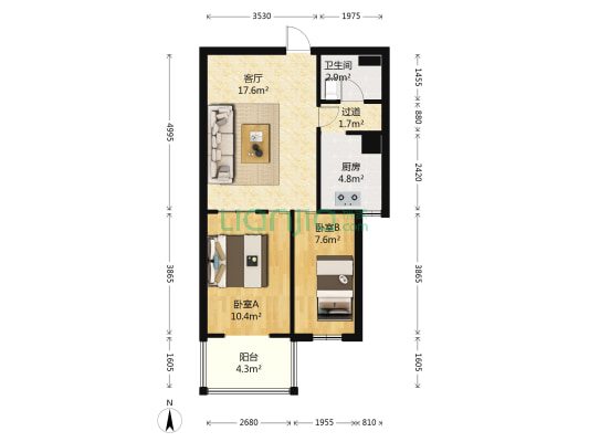 金域阅山 2室1厅1卫 66平方