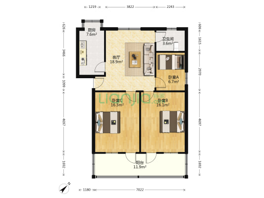 阳逻街汽渡路118号 3室1厅1卫 90平方