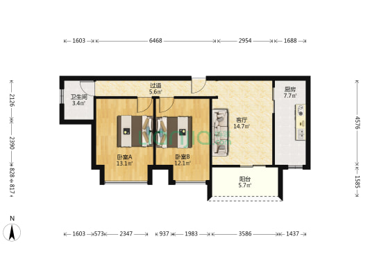 万丰盛大楼 2室1厅1卫 83平方