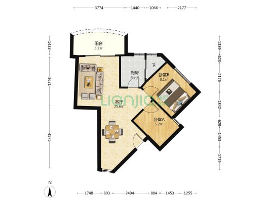 润宇旺江楼 2室1厅1卫 61平方