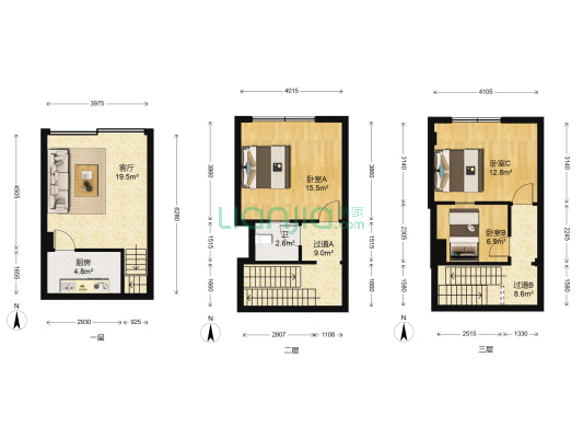 公园路 3室1厅1卫 106平方