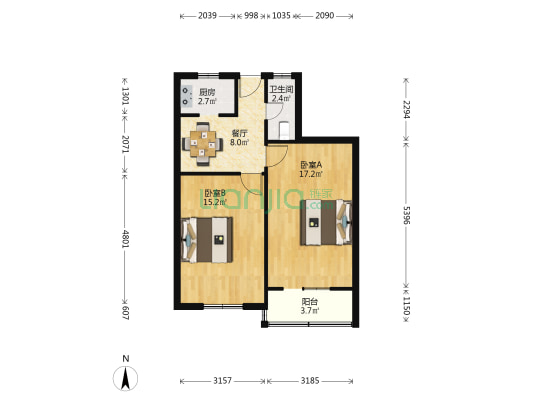湖南路4弄 2室1厅1卫 60平方