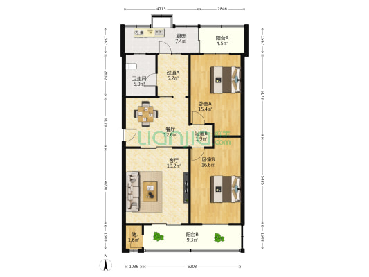 北二环西路189-2号院 2室2厅1卫 106平方