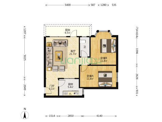 人民三路 2室1厅1卫 72平方