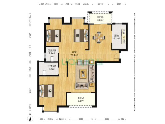 东顺擎天 1室0厅2卫 134平方