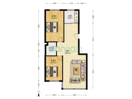 博林·印象 2室1厅1卫 97平方